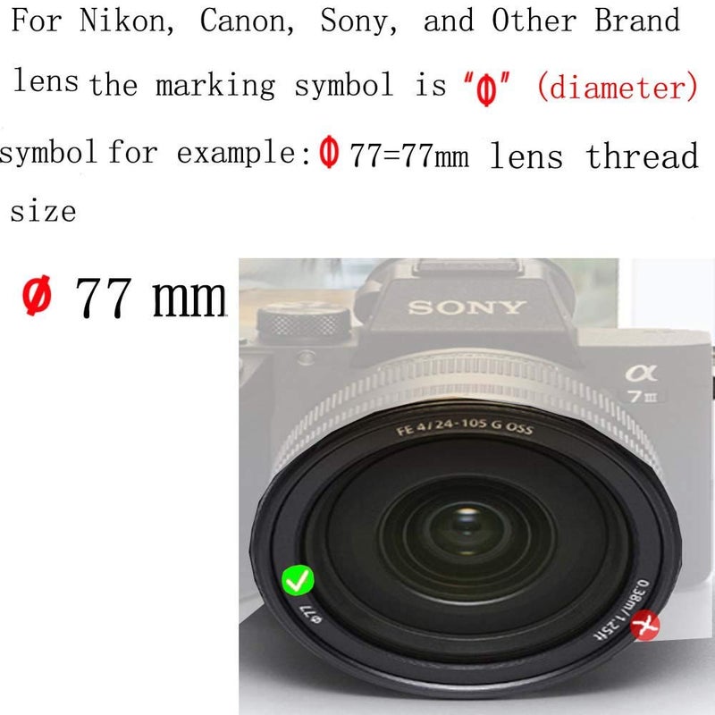 Shenligod 77mm Lens Cap 2pcs with Lens Cap Leash Hole Bundle for Canon for Nikon for Sony DSLR Cameras (77mm) - Image 2